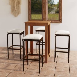 Ensemble de bar de jardin avec coussins 5 pcs Marron 