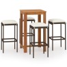 Ensemble de bar de jardin avec coussins 5 pcs Marron 