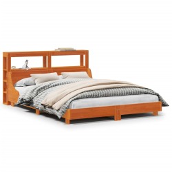 Cadre de lit sans matelas cire marron 120x190cm bois pin massif 