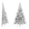 Demi sapin de Noël artificiel avec support argenté 210 cm PET 