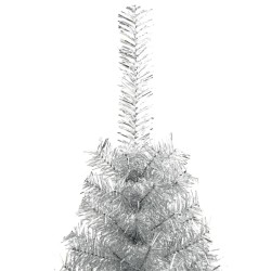 Demi sapin de Noël artificiel avec support argenté 210 cm PET 