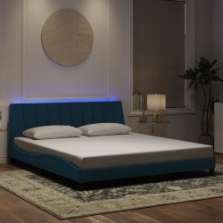 Cadre de lit avec LED sans matelas bleu 180x200 cm velours 