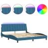 Cadre de lit avec LED sans matelas bleu 180x200 cm velours 