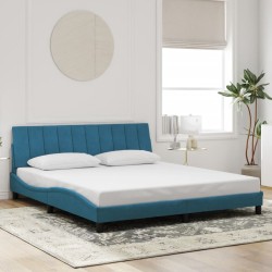Cadre de lit avec LED sans matelas bleu 180x200 cm velours 