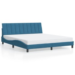 Cadre de lit avec LED sans matelas bleu 180x200 cm velours 