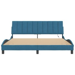 Cadre de lit avec LED sans matelas bleu 180x200 cm velours 
