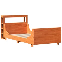 Cadre de lit sans matelas cire marron 75x190 cm bois pin massif 