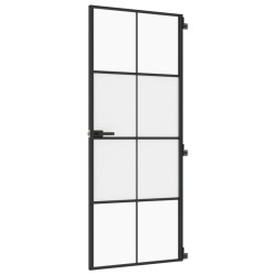 Porte intérieure mince noir 83x201,5 cm verre trempé aluminium 
