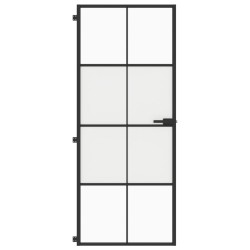 Porte intérieure mince noir 83x201,5 cm verre trempé aluminium 