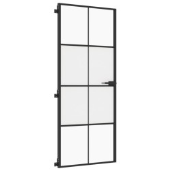 Porte intérieure mince noir 83x201,5 cm verre trempé aluminium 