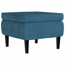 Tabouret avec pieds en bois Bleu Velours 