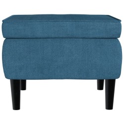 Tabouret avec pieds en bois Bleu Velours 