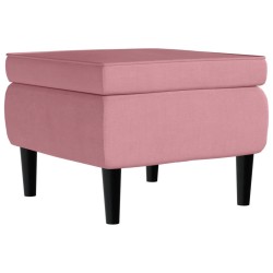 Tabouret avec pieds en bois Rose Velours 