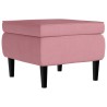 Tabouret avec pieds en bois Rose Velours 