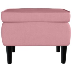Tabouret avec pieds en bois Rose Velours 