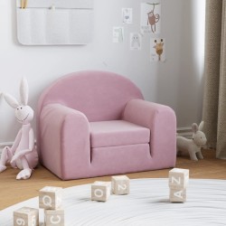 Canapé-lit pour enfants rose peluche douce 
