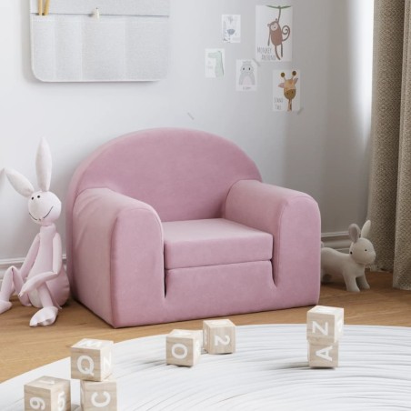 Canapé-lit pour enfants rose peluche douce 