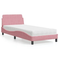 Lit avec matelas rose 80x200 cm velours 