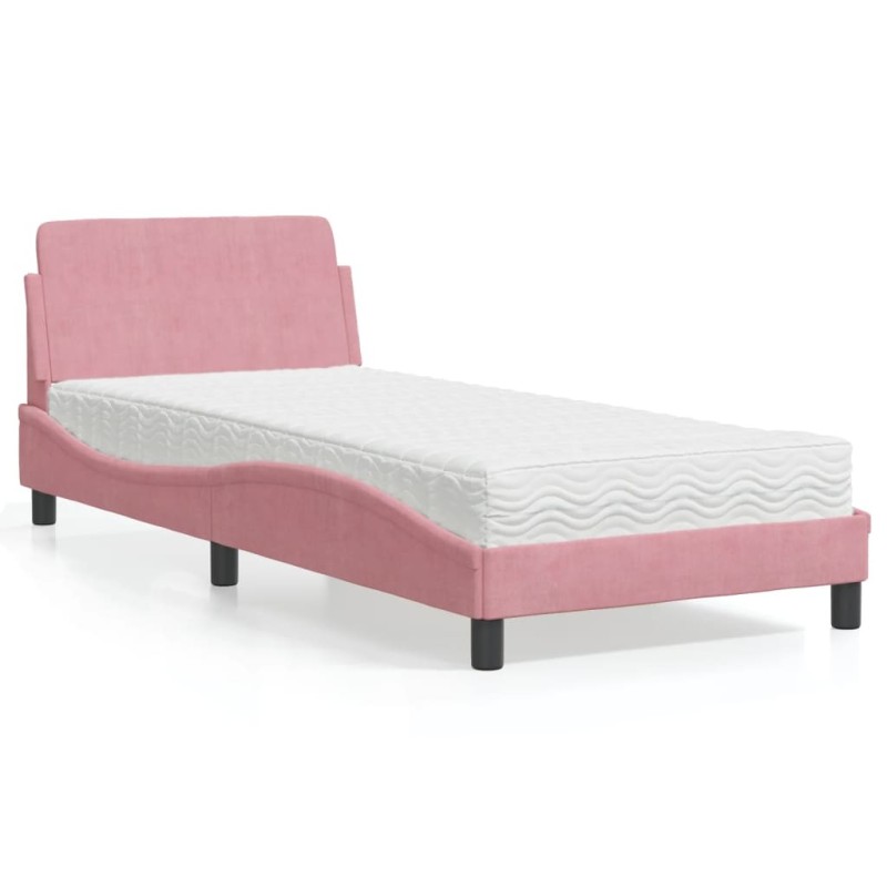 Lit avec matelas rose 80x200 cm velours 