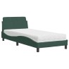 Lit avec matelas vert foncé 80x200 cm velours 