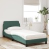 Lit avec matelas vert foncé 80x200 cm velours 