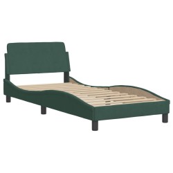 Lit avec matelas vert foncé 80x200 cm velours 