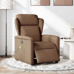 Fauteuil inclinable de massage électrique marron tissu 