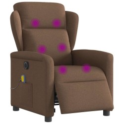 Fauteuil inclinable de massage électrique marron tissu 
