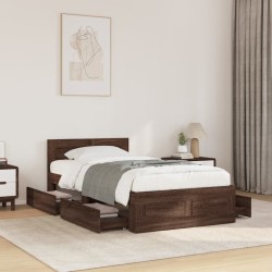 Cadre de lit et tête de lit sans matelas chêne marron 75x190 cm 
