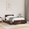 Cadre de lit et tête de lit sans matelas chêne marron 75x190 cm 