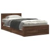 Cadre de lit et tête de lit sans matelas chêne marron 75x190 cm 