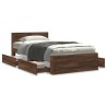Cadre de lit et tête de lit sans matelas chêne marron 75x190 cm 