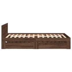Cadre de lit et tête de lit sans matelas chêne marron 75x190 cm 