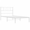 Cadre de lit métal sans matelas avec tête de lit blanc 90x200cm 