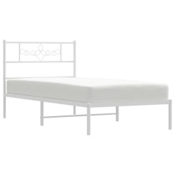Cadre de lit métal sans matelas avec tête de lit blanc 90x200cm 