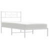 Cadre de lit métal sans matelas avec tête de lit blanc 90x200cm 