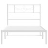 Cadre de lit métal sans matelas avec tête de lit blanc 90x200cm 