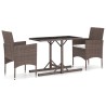 Ensemble à manger de jardin 3 pcs Marron 