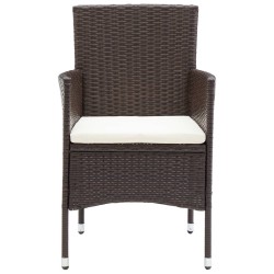 Ensemble à manger de jardin 3 pcs Marron 