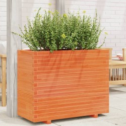 Jardinière cire marron 90x40x72 cm bois de pin massif 