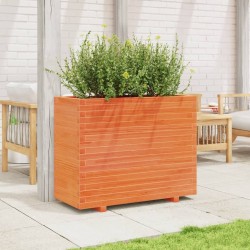 Jardinière cire marron 90x40x72 cm bois de pin massif 