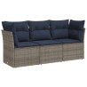 Salon de jardin avec coussins 3 pcs gris résine tressée 