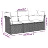 Salon de jardin avec coussins 3 pcs gris résine tressée 