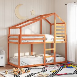 Lit superposé sans matelas cire marron 90x190 cm pin massif 