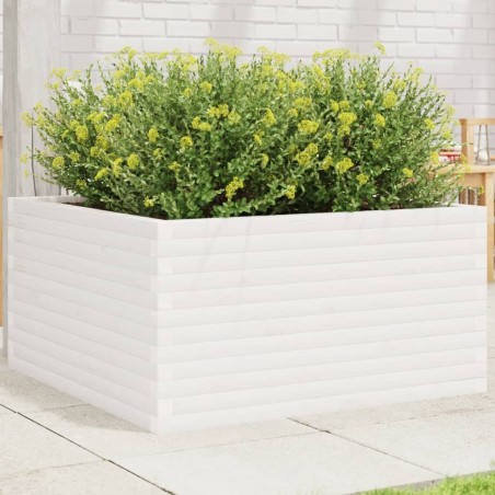 Jardinière blanc 90x90x46 cm bois de pin massif 