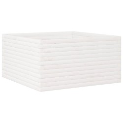 Jardinière blanc 90x90x46 cm bois de pin massif 