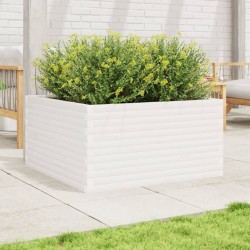 Jardinière blanc 90x90x46 cm bois de pin massif 