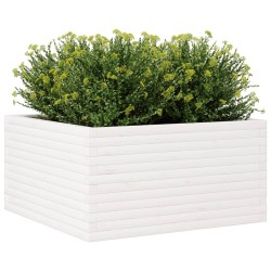 Jardinière blanc 90x90x46 cm bois de pin massif 