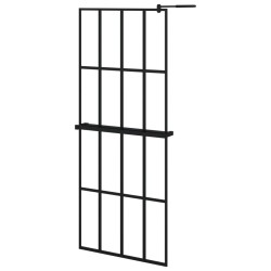 Paroi de douche avec étagère Noir 80x195 cm Verre ESG&Aluminium 