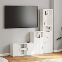 Meubles TV 4 pcs avec rangement ODDA blanc bois de pin massif 